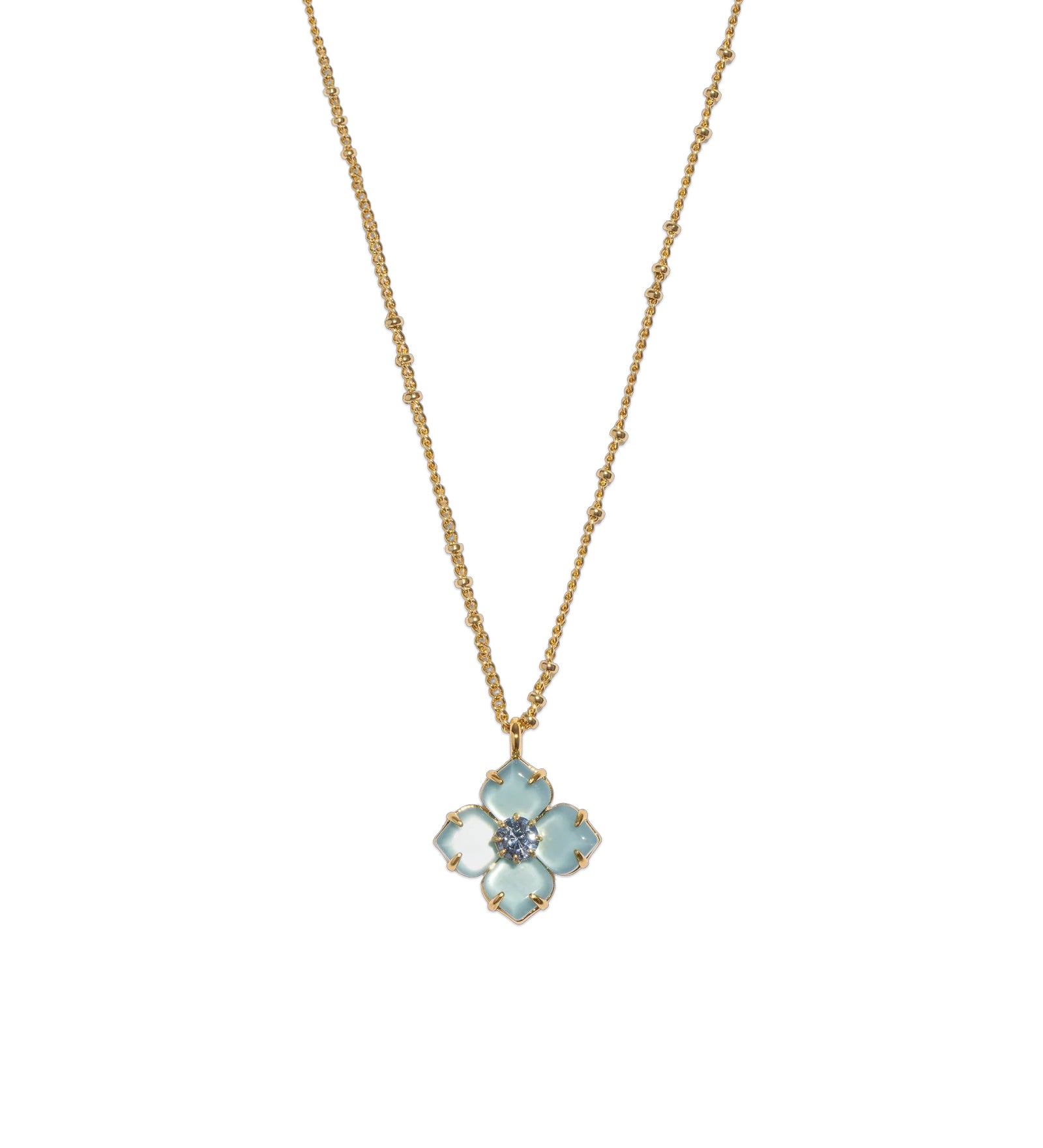 Hydrangea Necklace 18k Gold Plated, Glass Stones