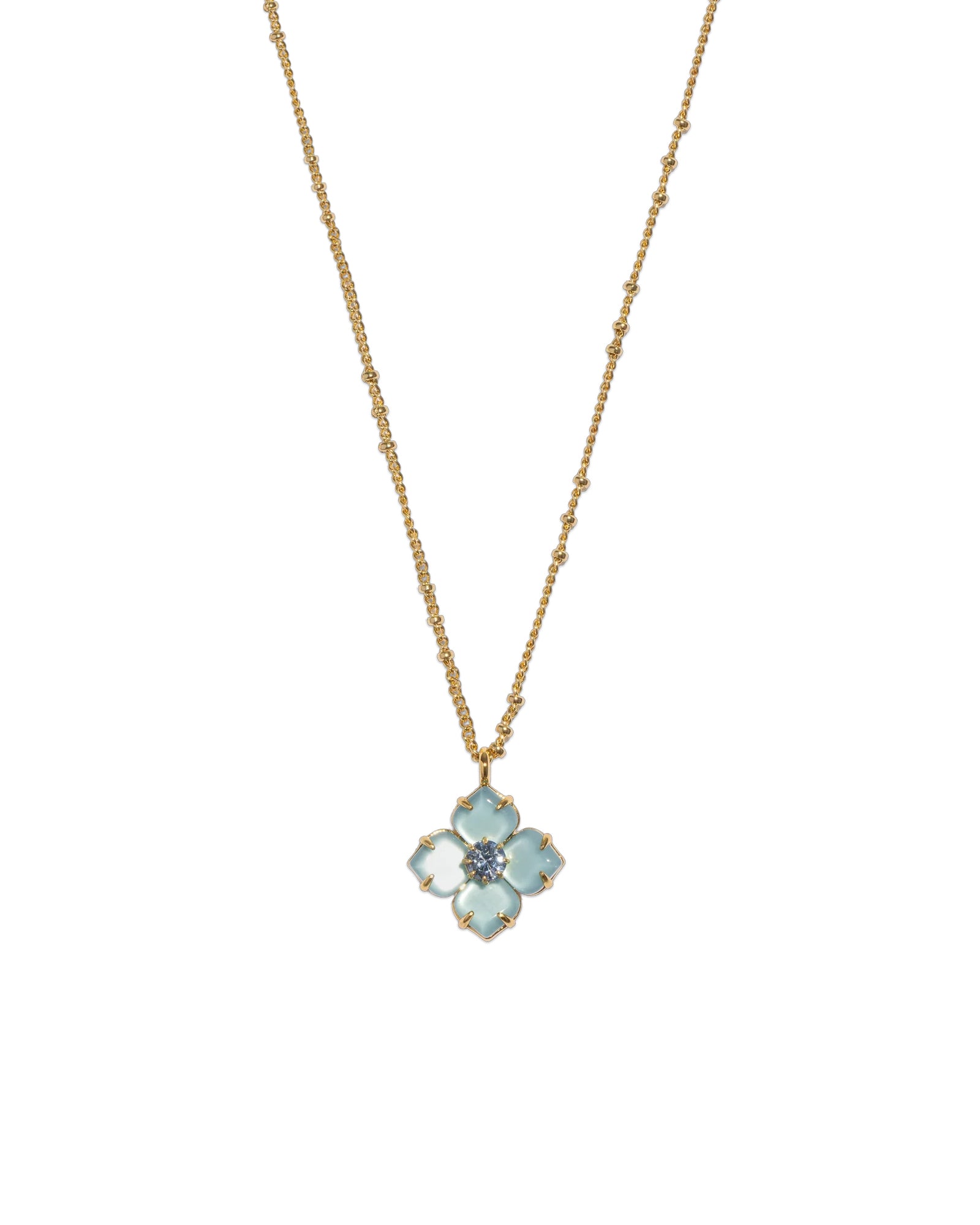 Hydrangea Necklace 18k Gold Plated, Glass Stones
