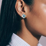 Hydrangea Studs 18k Gold Plated, Glass Stones