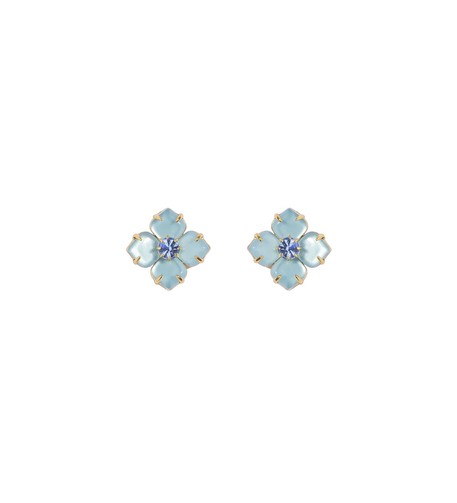 Hydrangea Studs 18k Gold Plated, Glass Stones