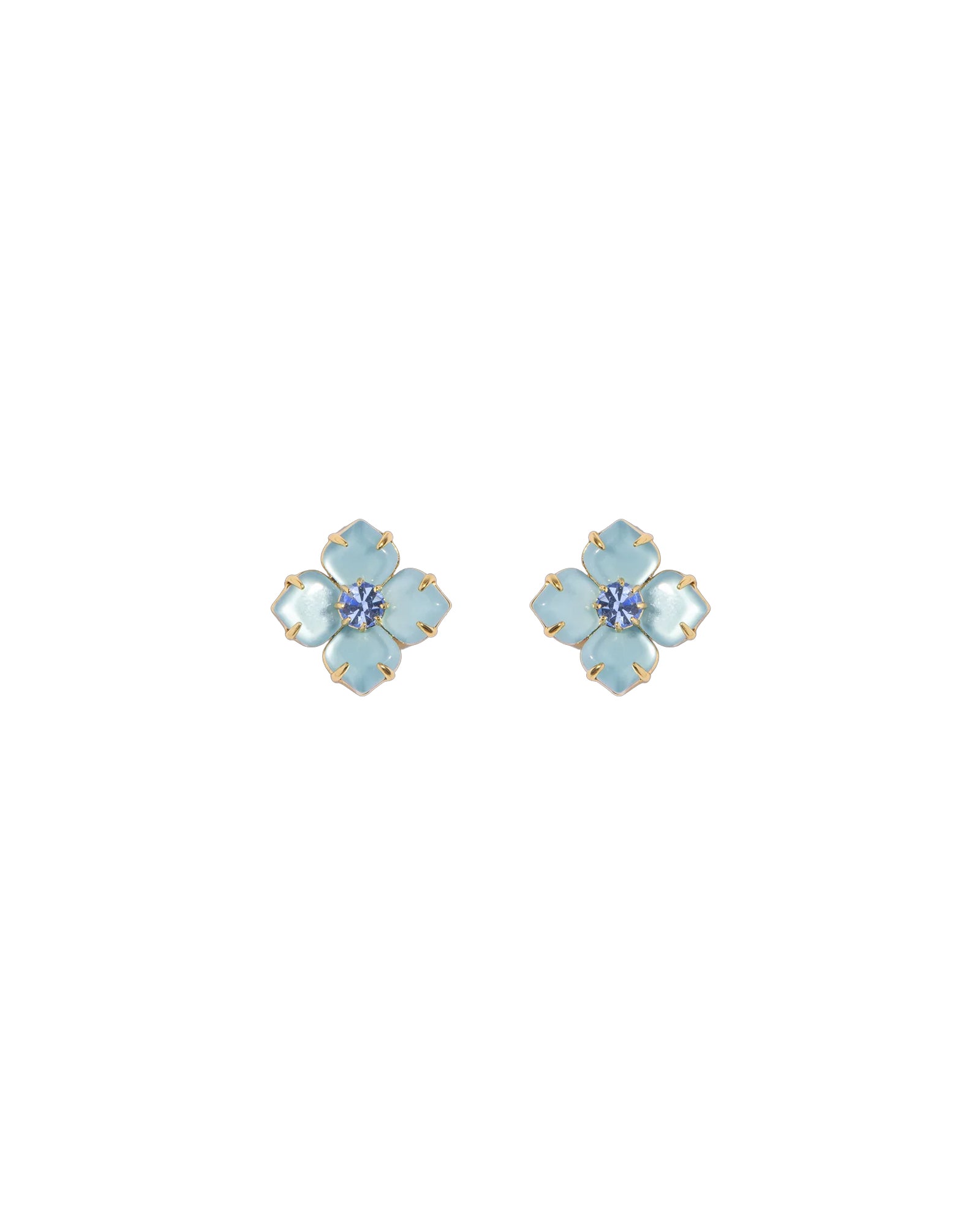 Hydrangea Studs 18k Gold Plated, Glass Stones