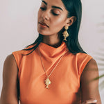 Kamari Fish Necklace 18k Gold Plated, Glass Stones, Resin Stones
