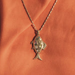 Kamari Fish Necklace 18k Gold Plated, Glass Stones, Resin Stones