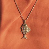 Kamari Fish Necklace 18k Gold Plated, Glass Stones, Resin Stones