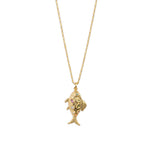 Kamari Fish Necklace 18k Gold Plated, Glass Stones, Resin Stones