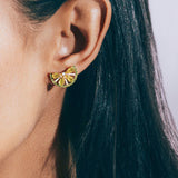 Lime Slice Studs 18k Gold Plated, Glass Stones