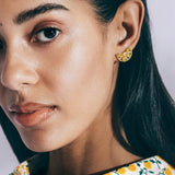 Lime Slice Studs 18k Gold Plated, Glass Stones