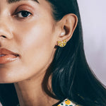 Lime Slice Studs 18k Gold Plated, Glass Stones