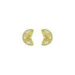 Lime Slice Studs 18k Gold Plated, Glass Stones