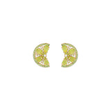 Lime Slice Studs 18k Gold Plated, Glass Stones