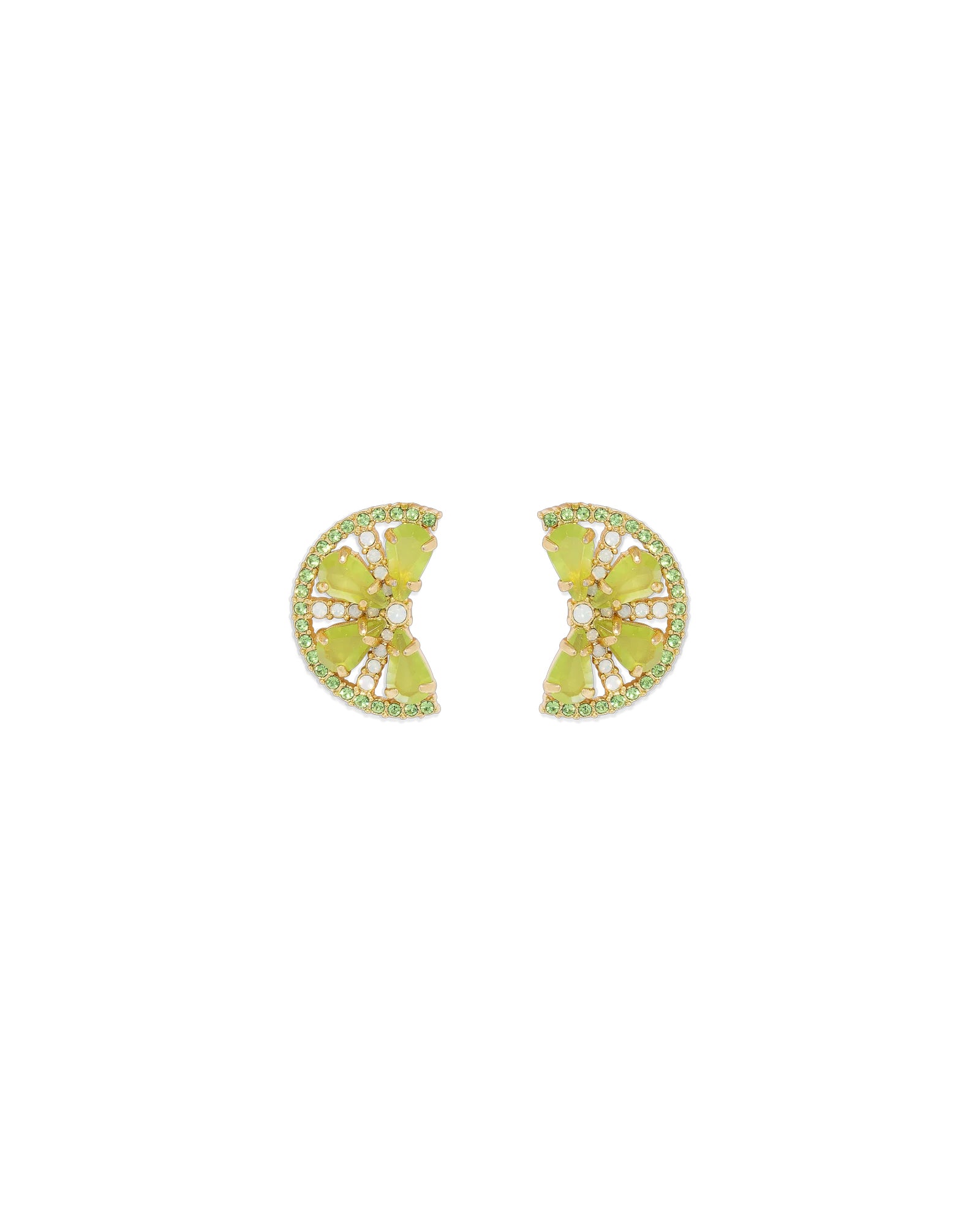 Lime Slice Studs 18k Gold Plated, Glass Stones