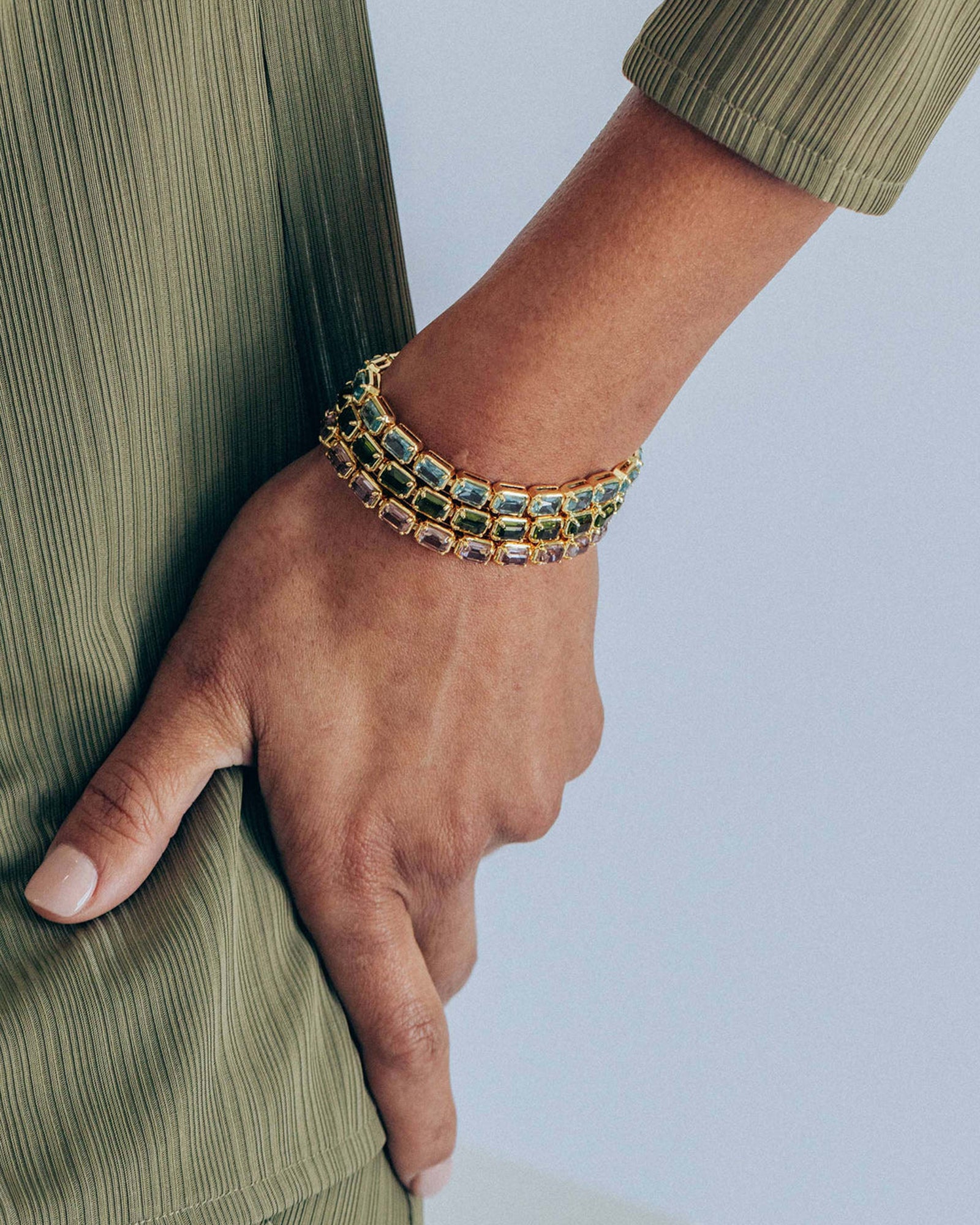 Liza Slider Bracelet 18k Gold Plated, Cubic Zirconia