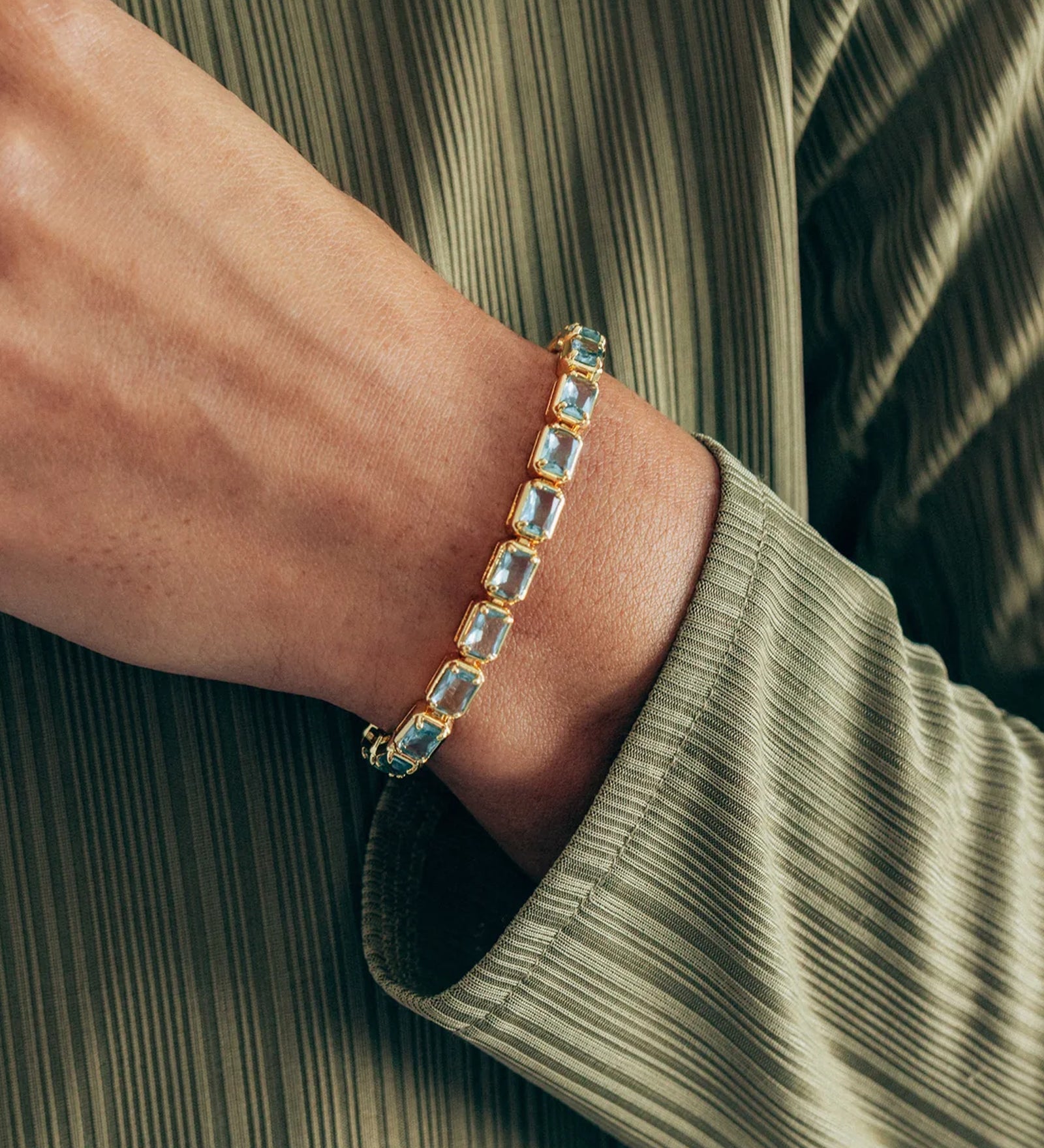 Liza Slider Bracelet 18k Gold Plated, Cubic Zirconia