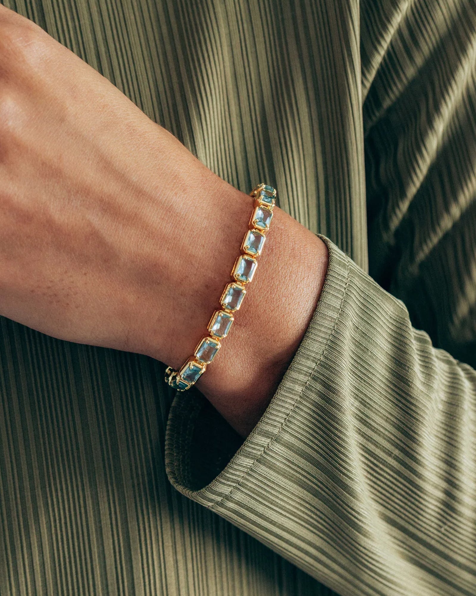 Liza Slider Bracelet 18k Gold Plated, Cubic Zirconia