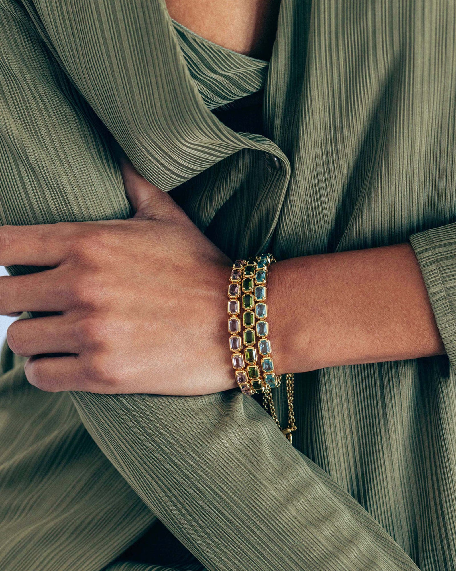 Liza Slider Bracelet 18k Gold Plated, Cubic Zirconia