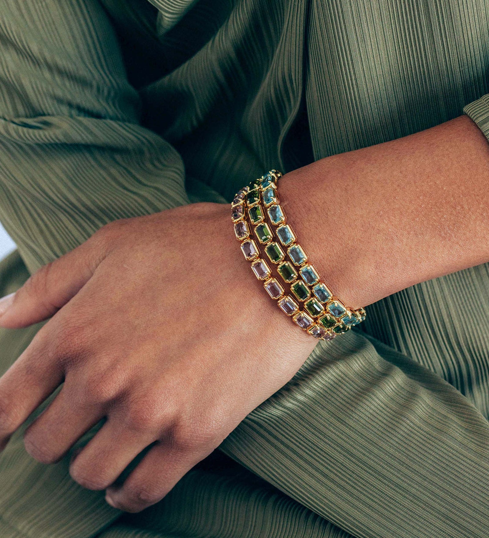 Liza Slider Bracelet 18k Gold Plated, Cubic Zirconia