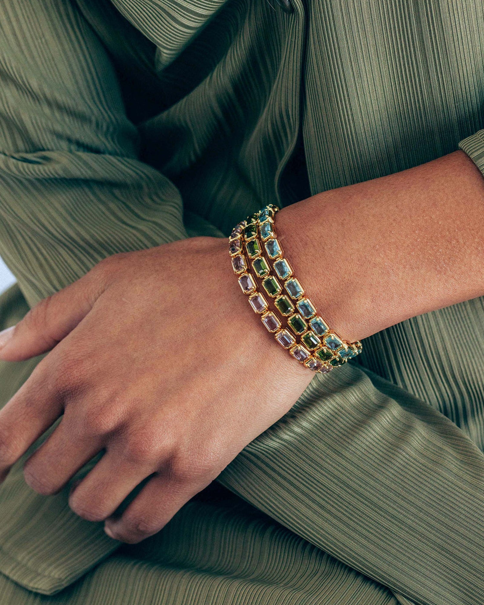 Liza Slider Bracelet 18k Gold Plated, Cubic Zirconia