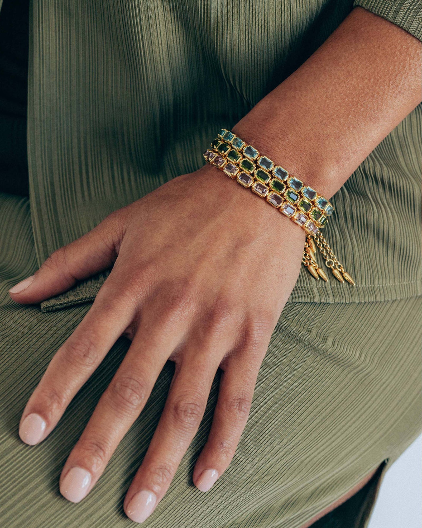 Liza Slider Bracelet 18k Gold Plated, Cubic Zirconia