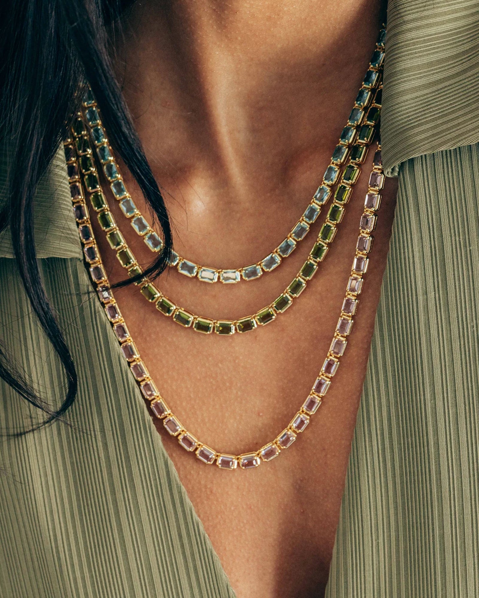 Liza Slider Necklace 18k Gold Plated, Cubic Zirconia
