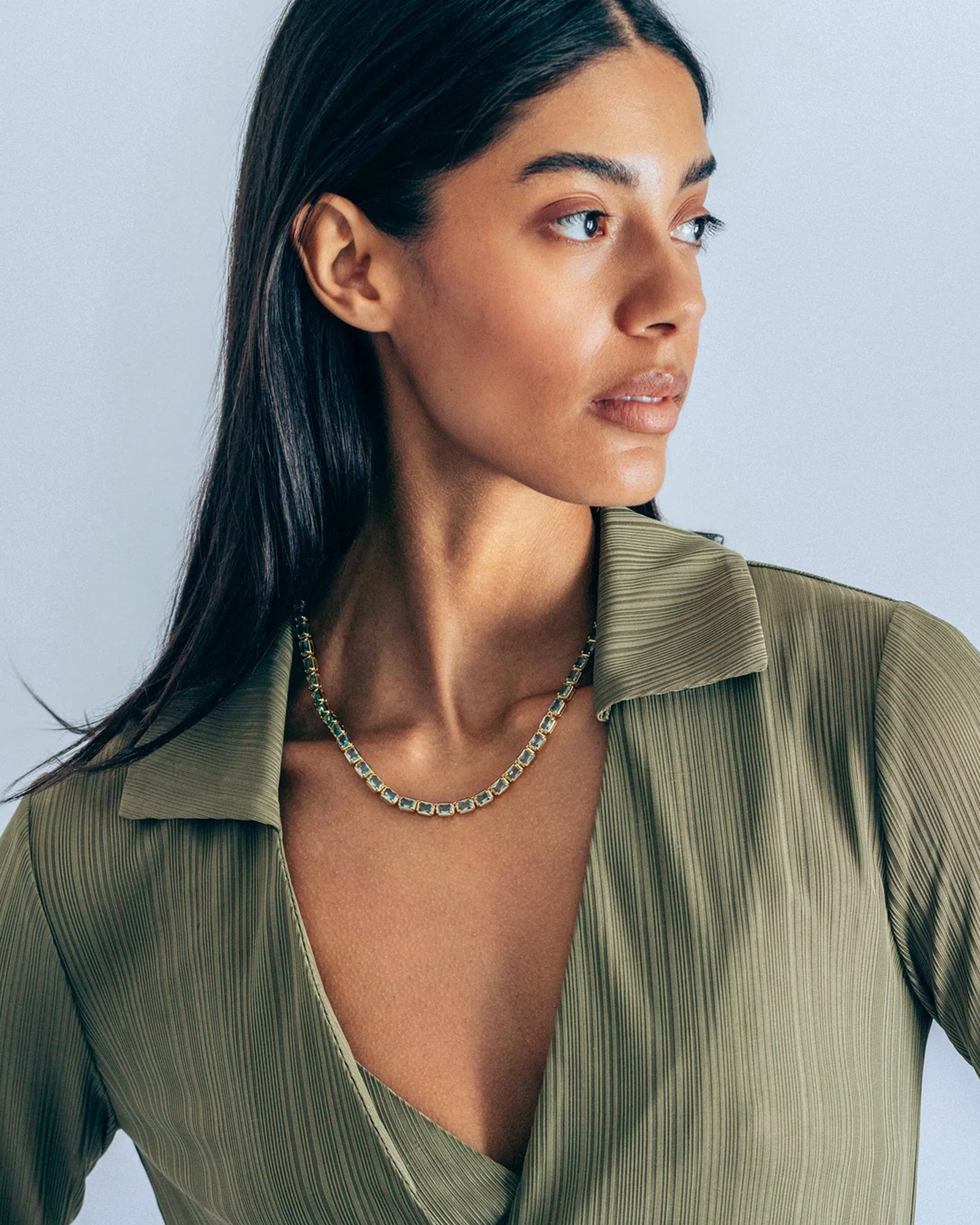 Liza Slider Necklace 18k Gold Plated, Cubic Zirconia