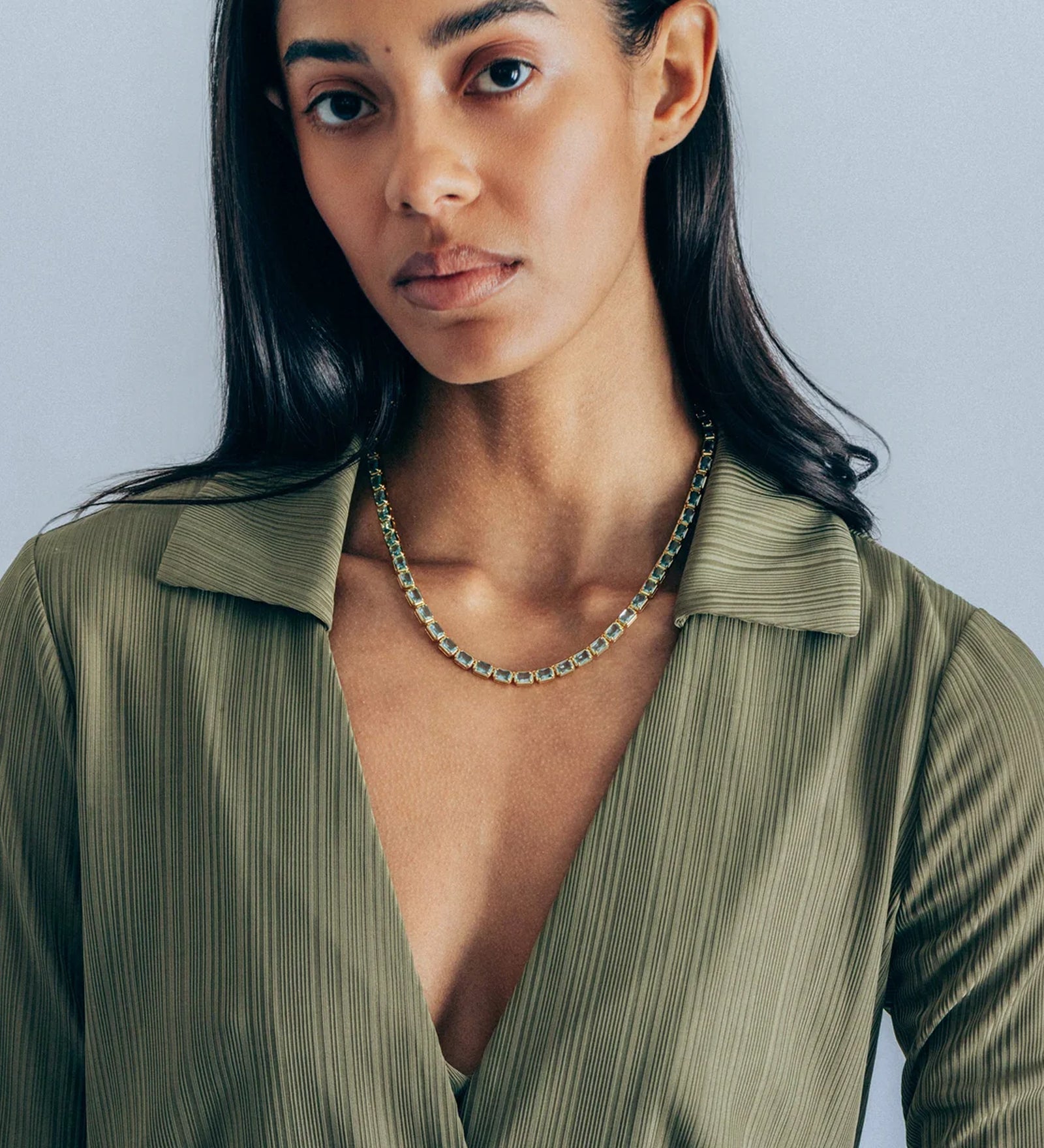 Liza Slider Necklace 18k Gold Plated, Cubic Zirconia