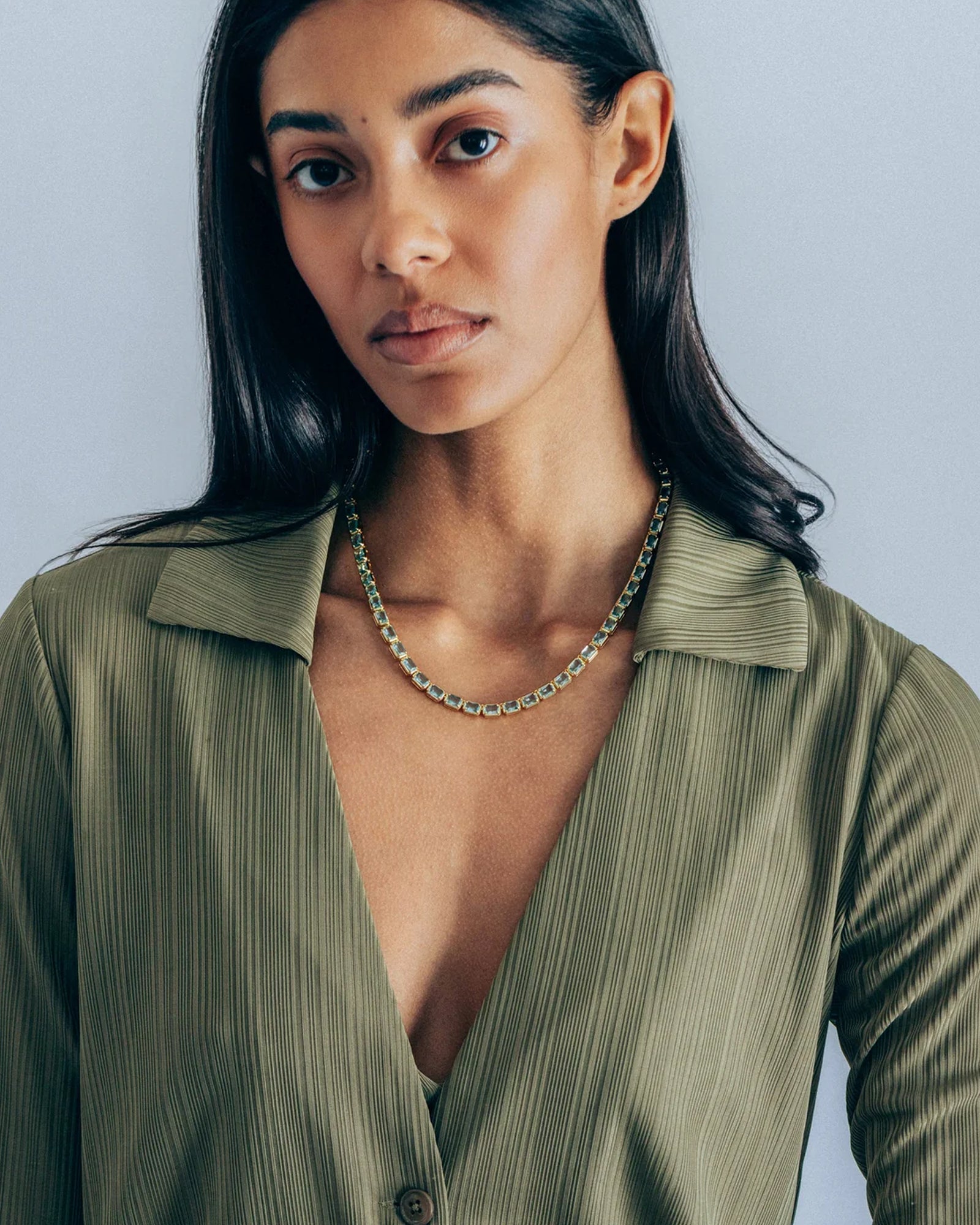 Liza Slider Necklace 18k Gold Plated, Cubic Zirconia