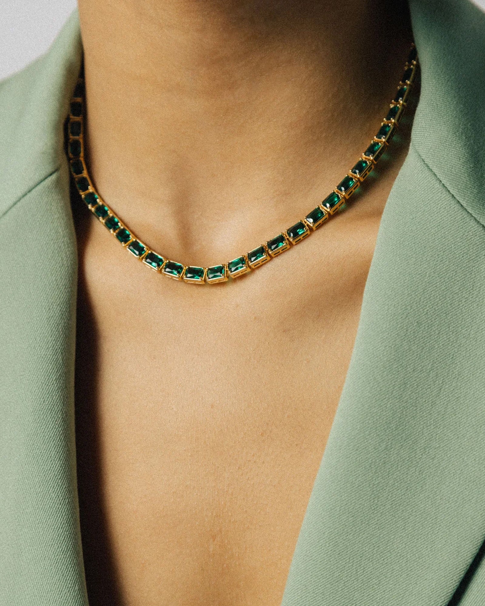 Liza Slider Necklace 18k Gold Plated, Cubic Zirconia