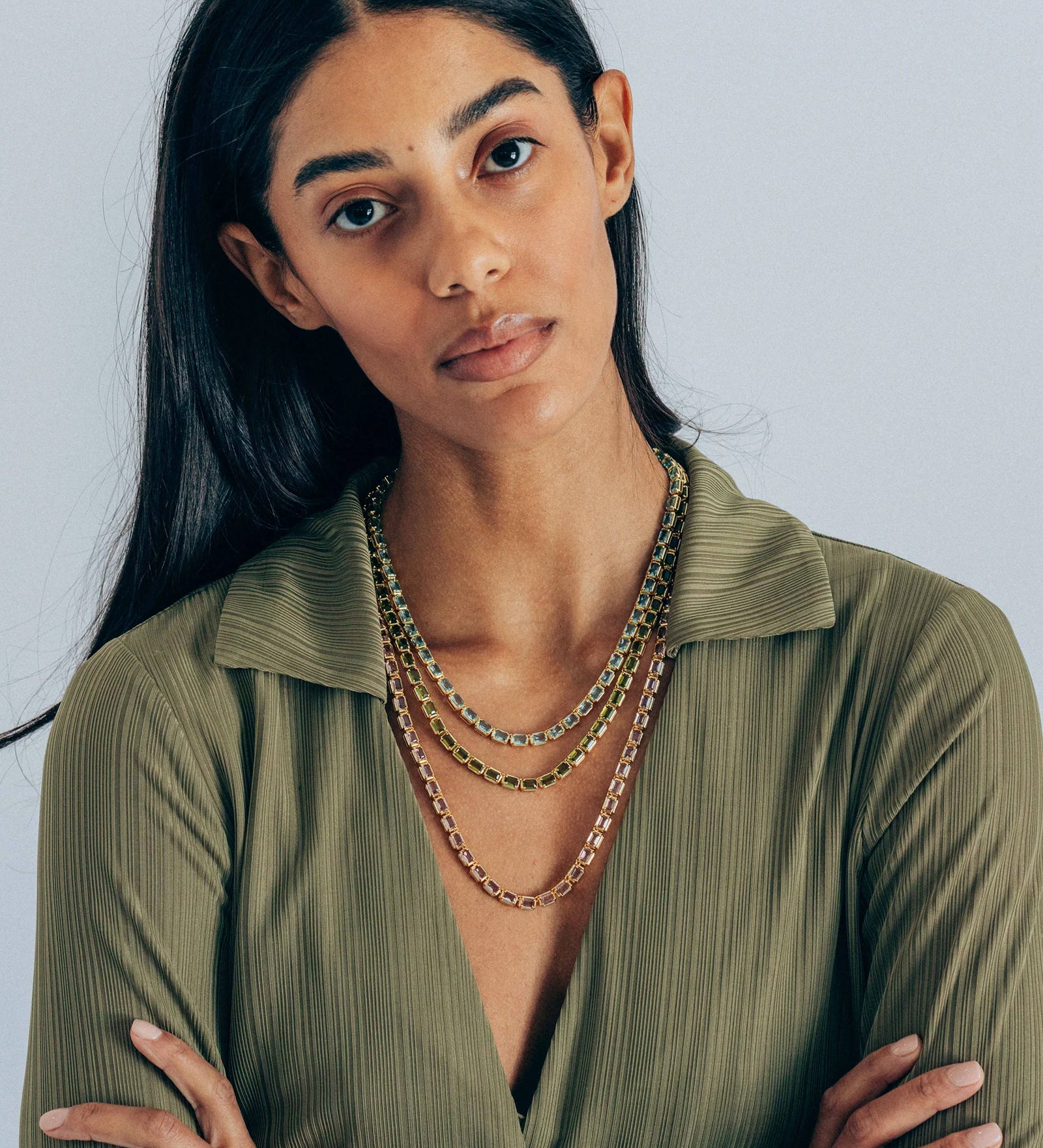 Liza Slider Necklace 18k Gold Plated, Cubic Zirconia