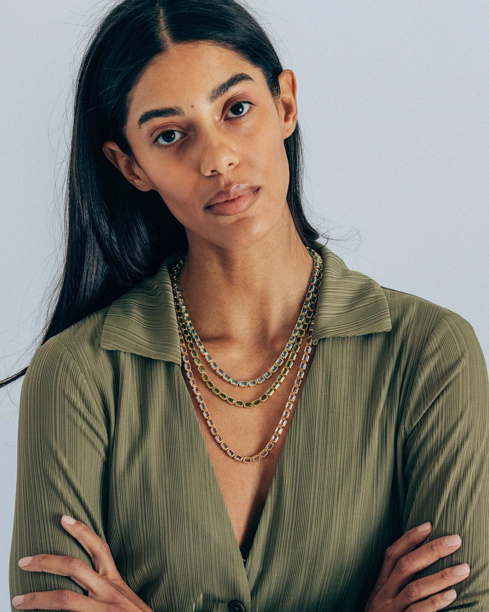 Liza Slider Necklace 18k Gold Plated, Cubic Zirconia