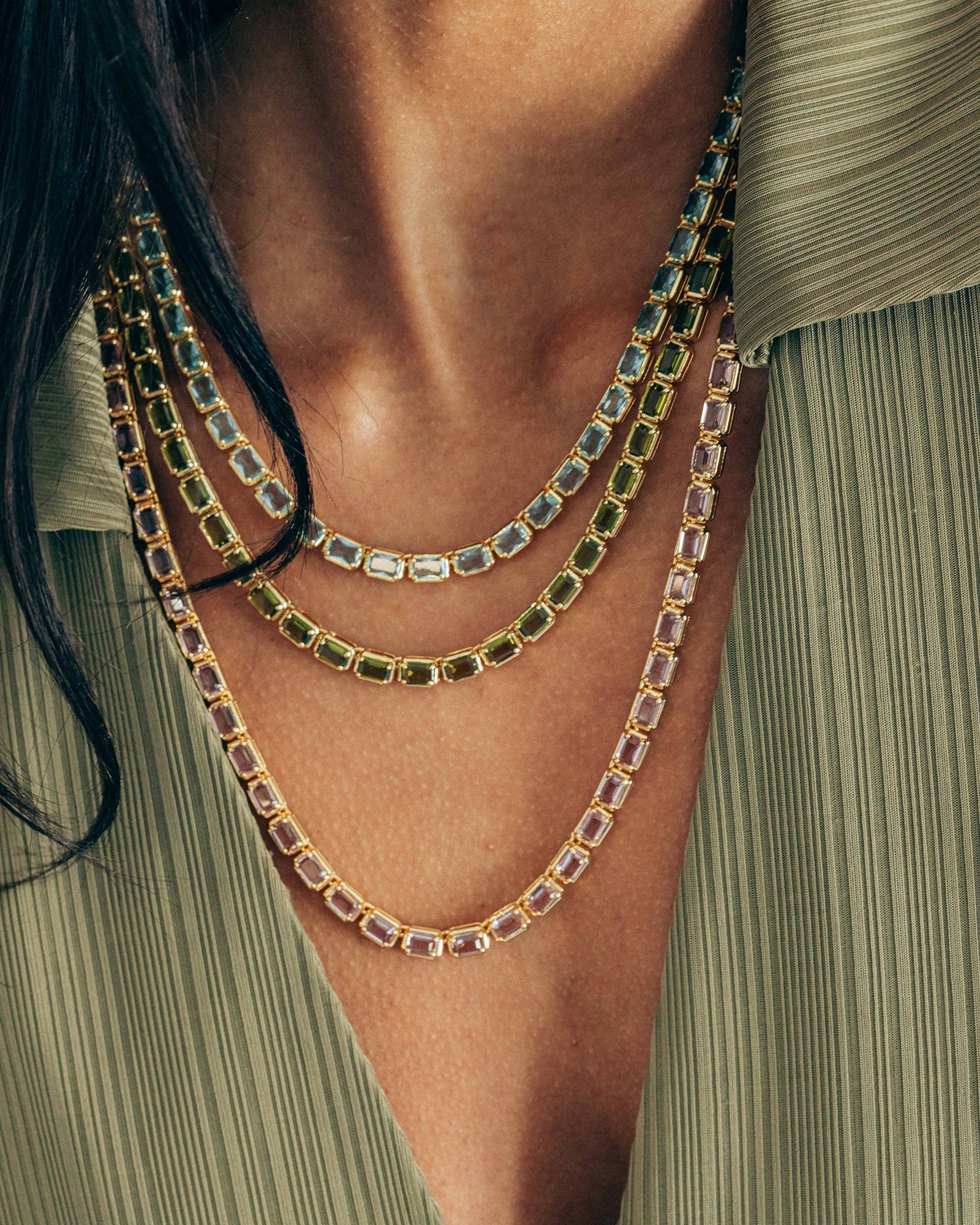 Liza Slider Necklace 18k Gold Plated, Cubic Zirconia
