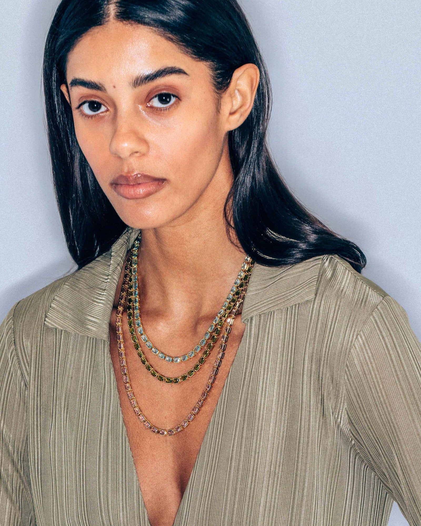 Liza Slider Necklace 18k Gold Plated, Cubic Zirconia