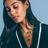 Marisol Necklace 18k Gold Plated, Cord, Glass Stones