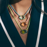 Marisol Necklace 18k Gold Plated, Cord, Glass Stones