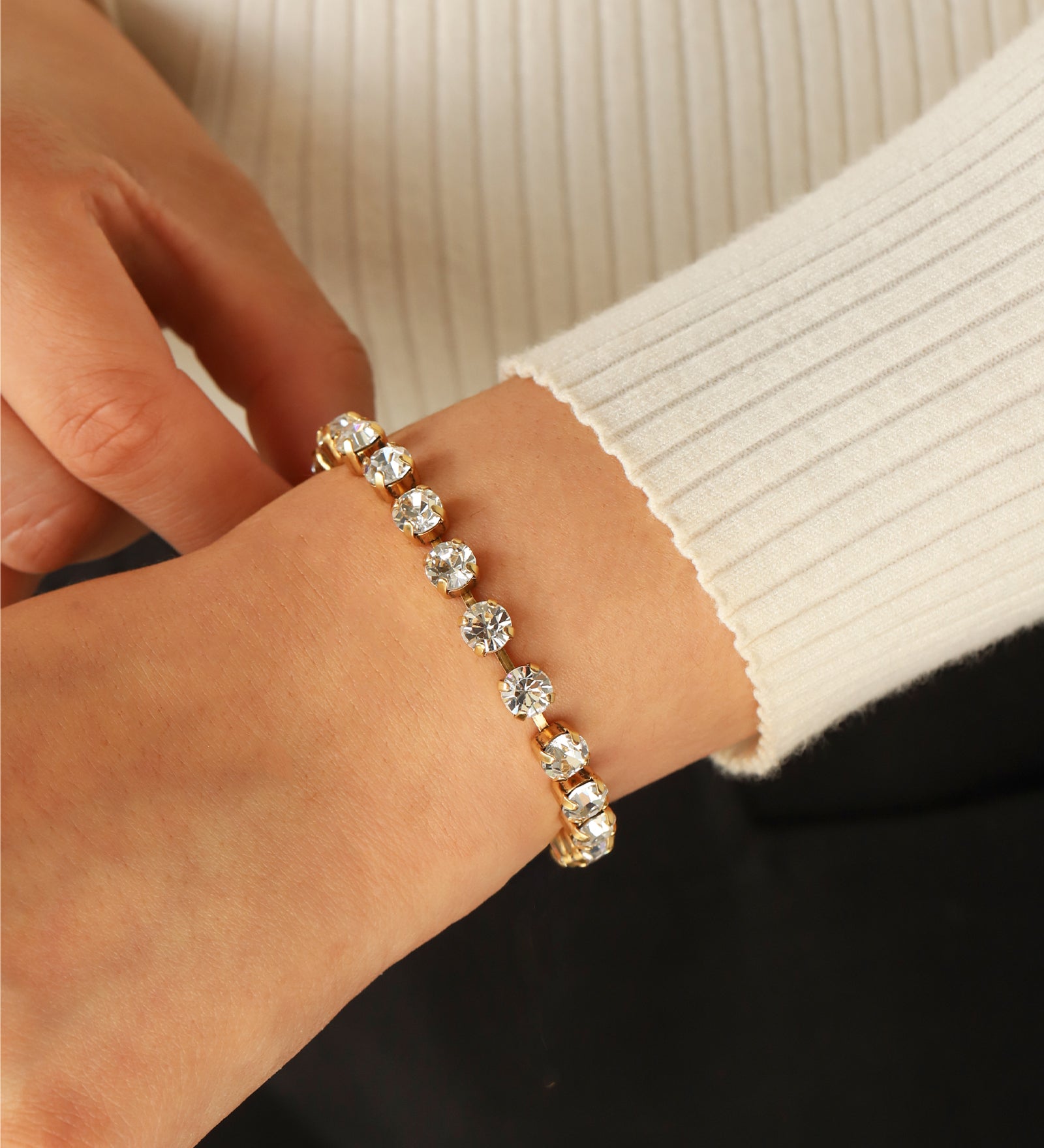 Milly Slider Bracelet 18k Gold Plated, Glass Stones