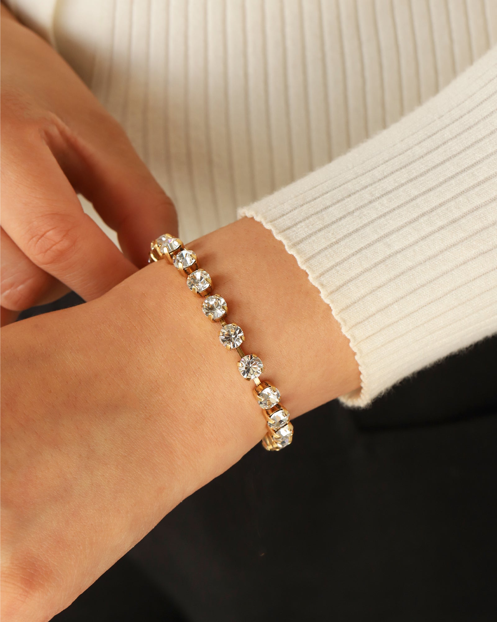Milly Slider Bracelet 18k Gold Plated, Glass Stones
