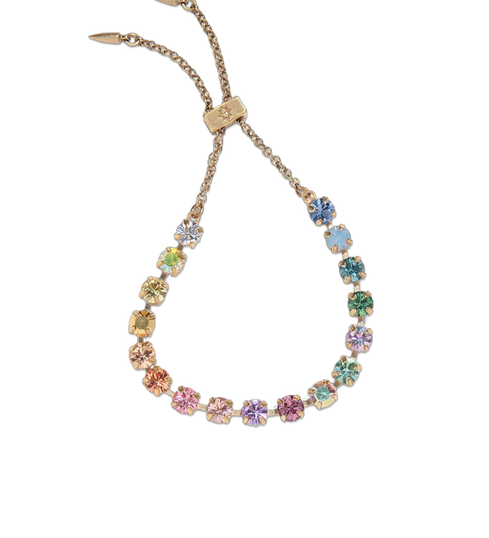 Milly Slider Bracelet 18k Gold Plated, Glass Stones