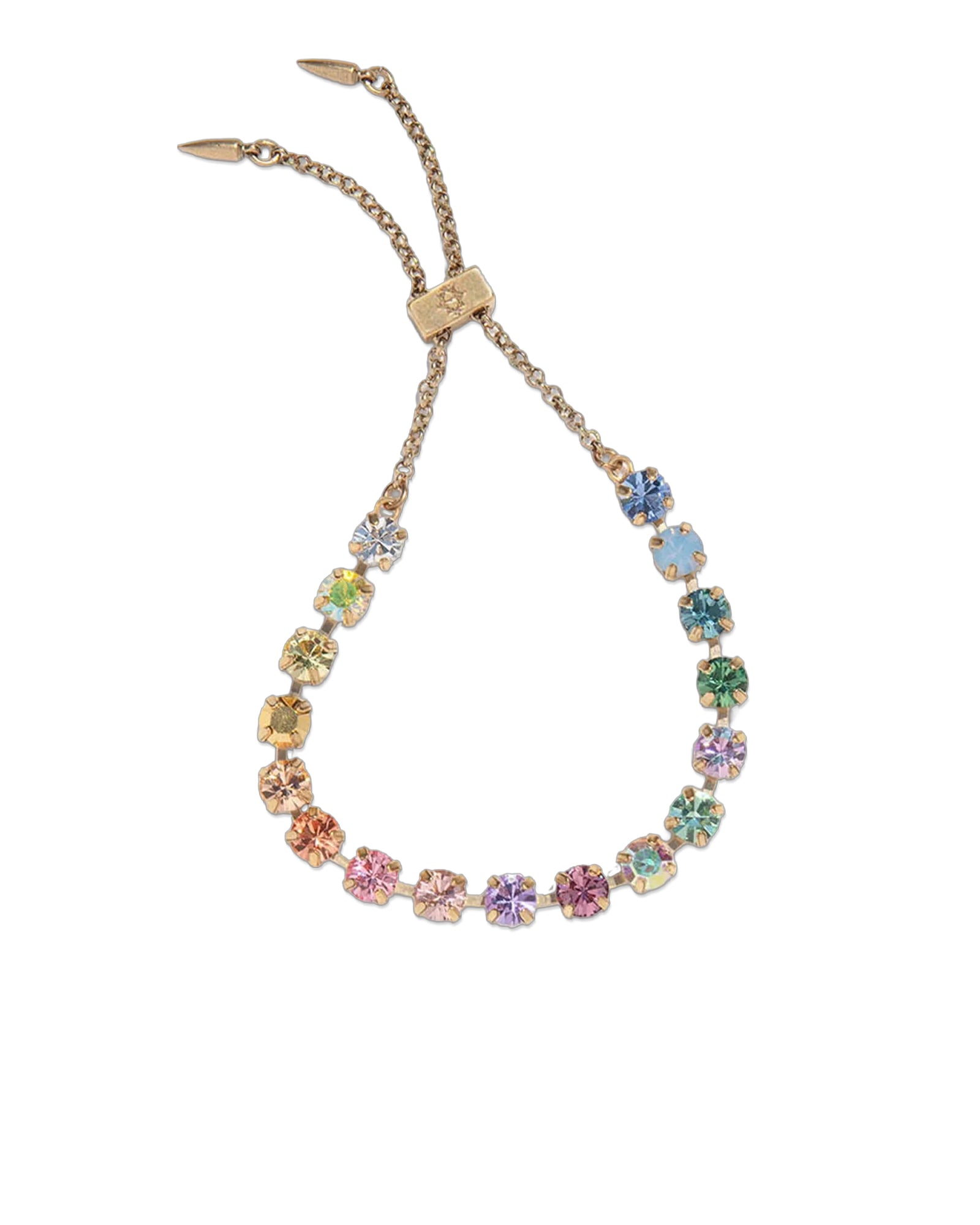Milly Slider Bracelet 18k Gold Plated, Glass Stones