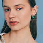 Sabine Studs 18k Gold Plated, Jade, Glass Stones