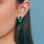 Sabine Studs 18k Gold Plated, Jade, Glass Stones