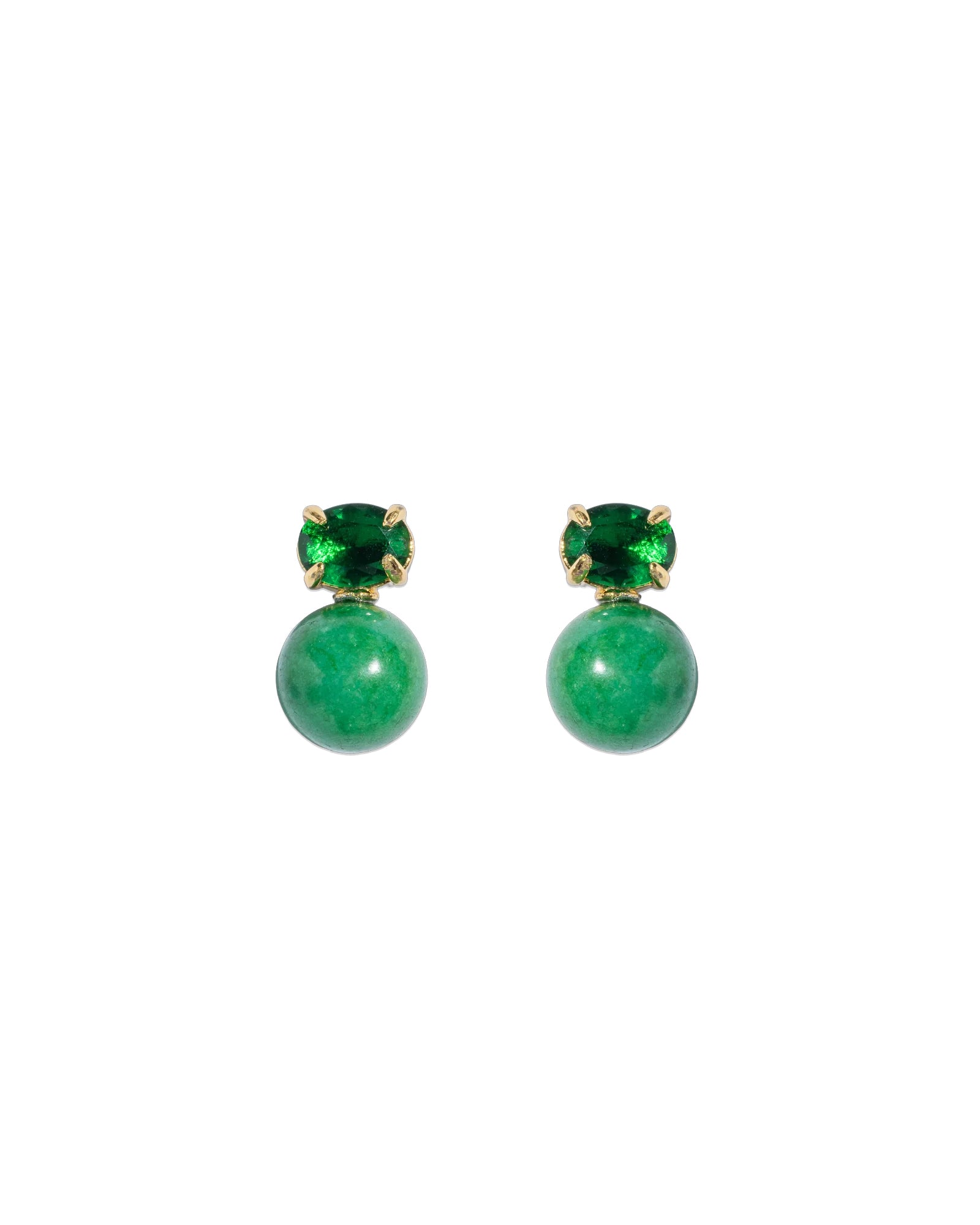 Sabine Studs 18k Gold Plated, Jade, Glass Stones