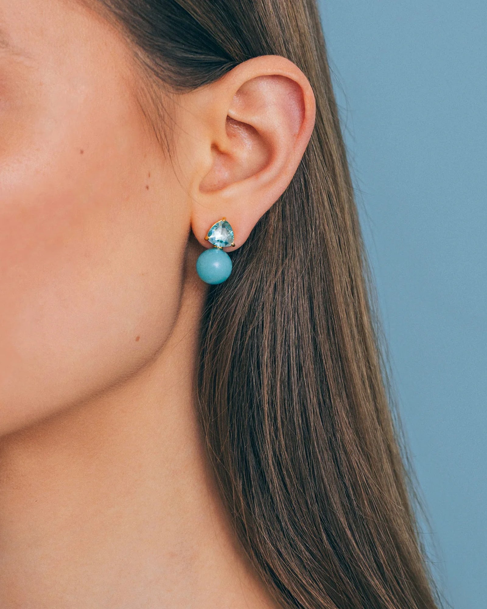Sabine Studs 18k Gold Plated, Jade, Glass Stones