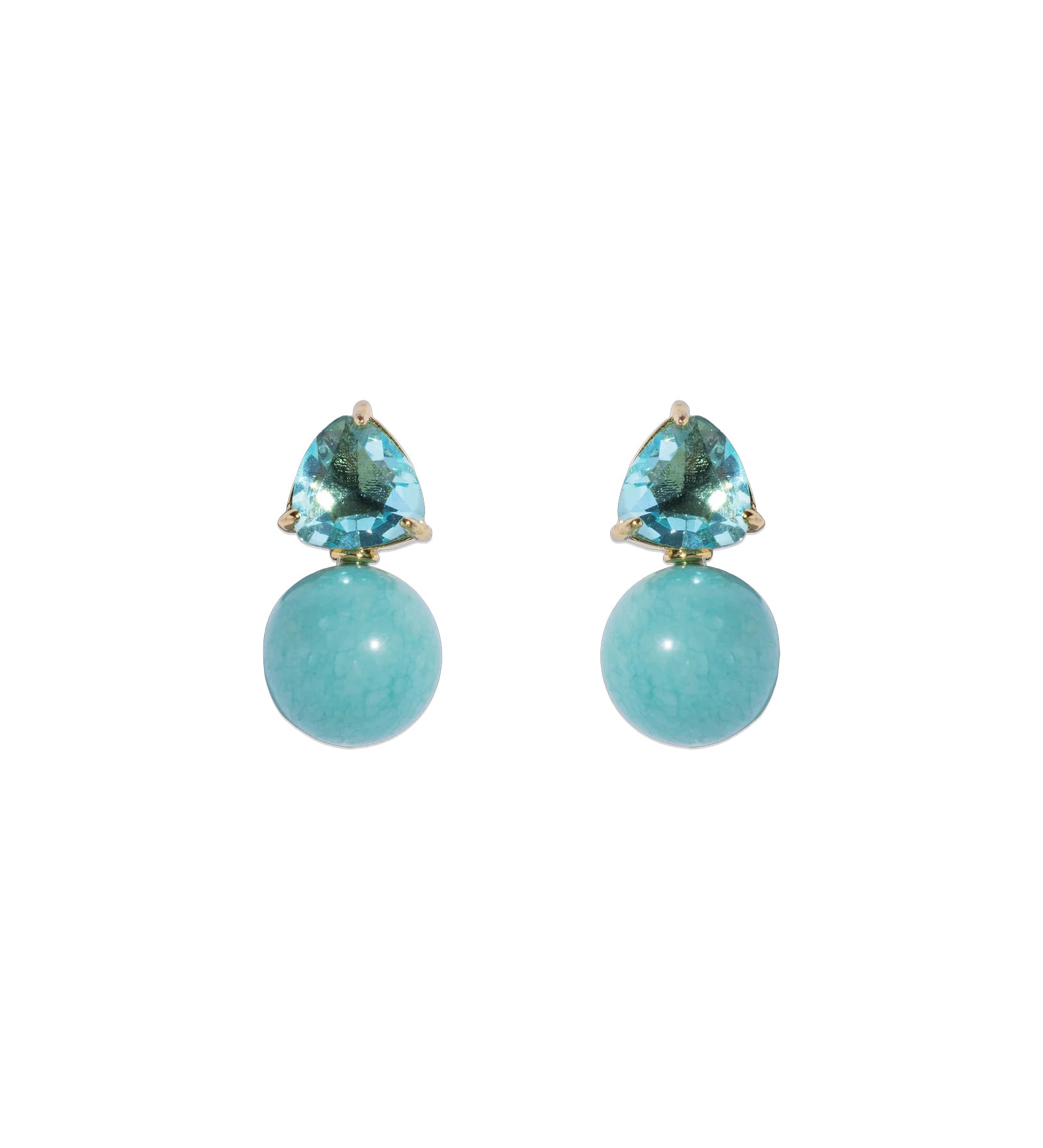 Sabine Studs 18k Gold Plated, Jade, Glass Stones
