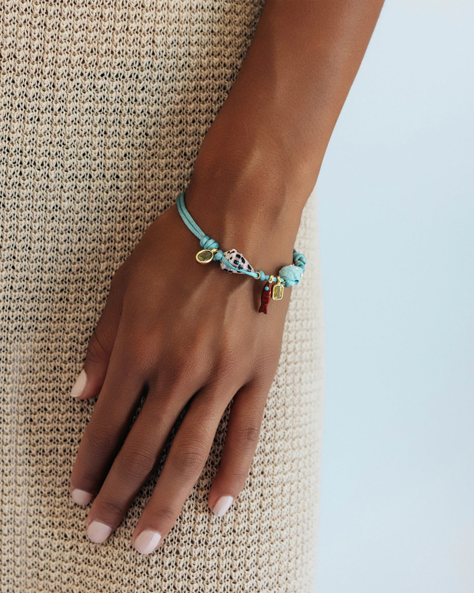Samira Bracelet Satin Cord, Shell , Stone