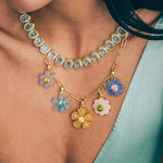 Talia Charm Necklace 18k Gold Plated, Rose Quartz, Glass Stones