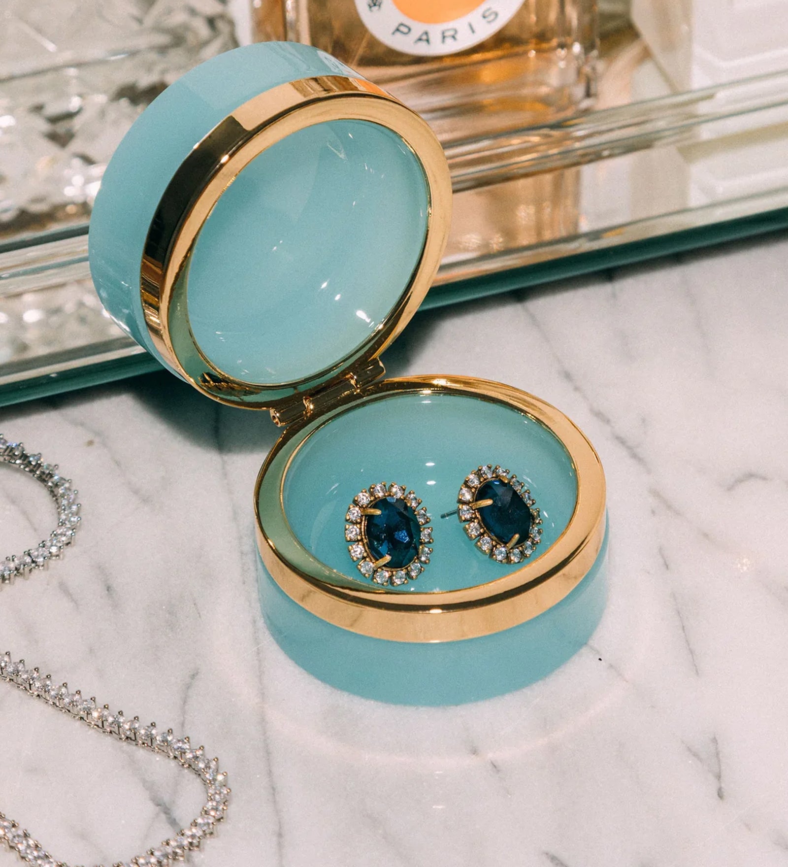 Small Round Opaline Glass Box Opaline Glass Box