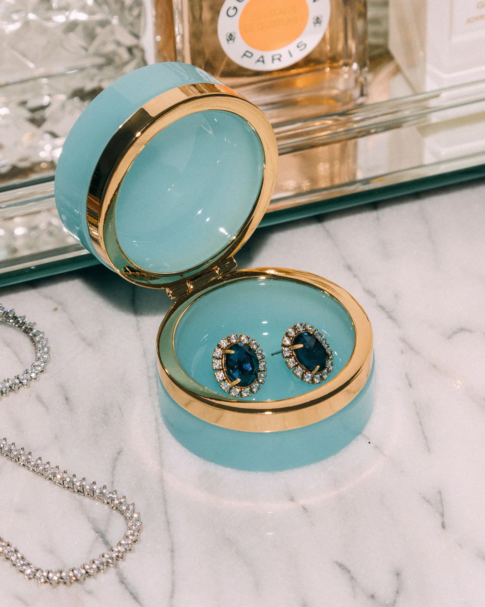 Small Round Opaline Glass Box Opaline Glass Box