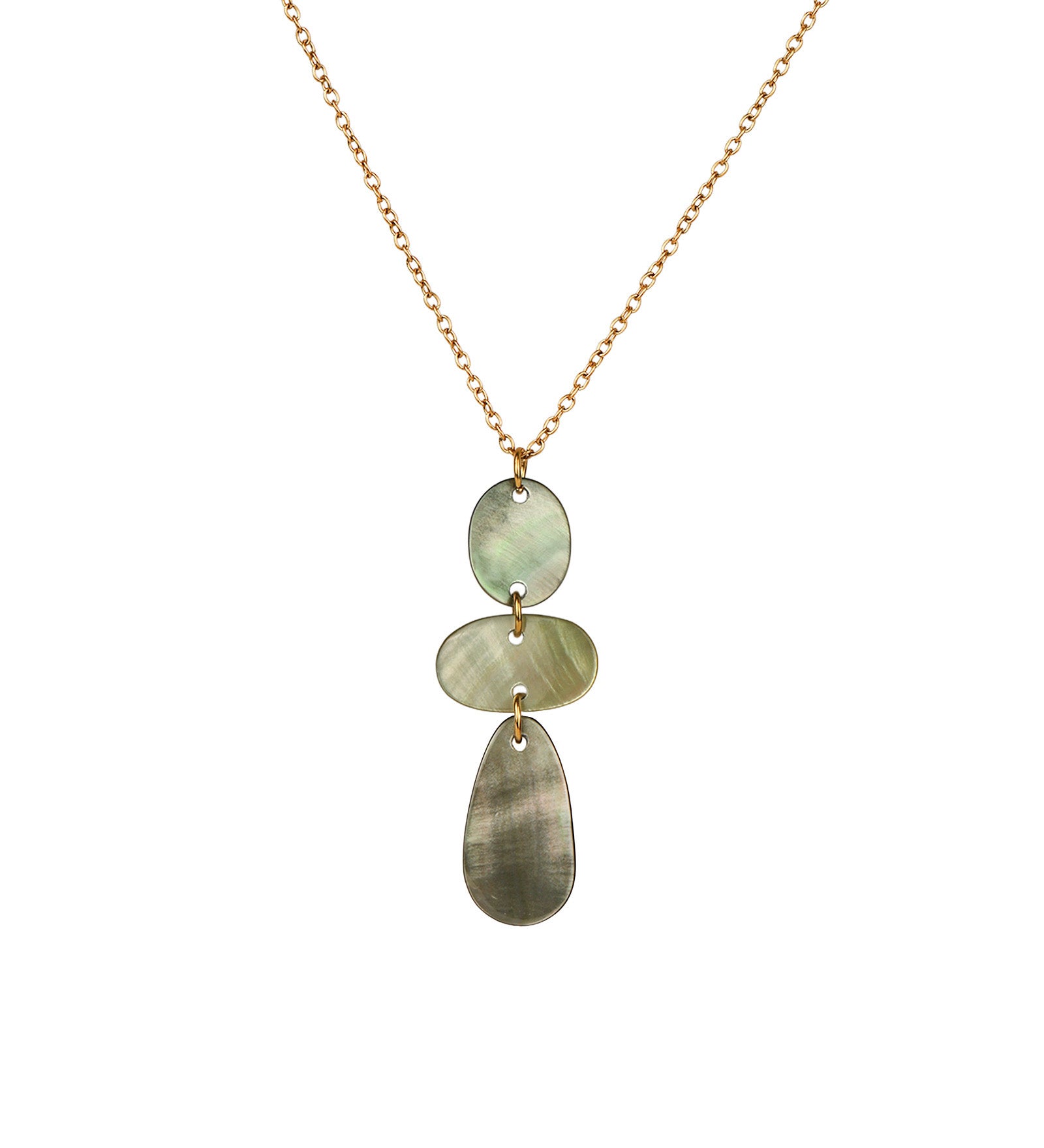 Mixed Shape Mother of Pearl Necklace 18k Gold Plated, Mother of Pearl