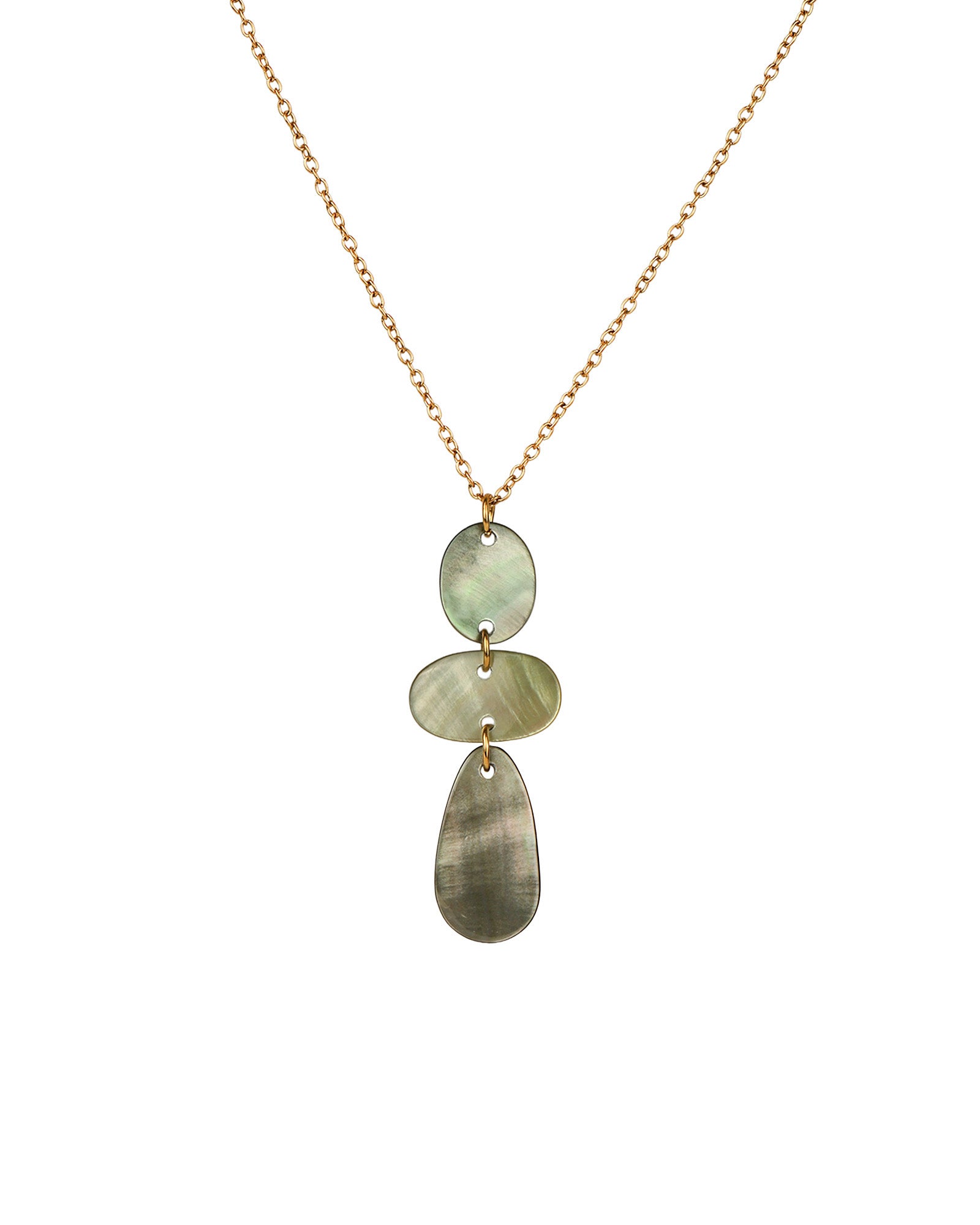 Mixed Shape Mother of Pearl Necklace 18k Gold Plated, Mother of Pearl