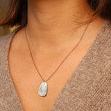Trapezoid Mother of Pearl Necklace 18k Rose Gold Plated, Mother of Pearl