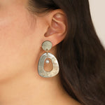 Hollow Mother of Pearl Earrings with Inner Pearl 18k Gold Plated, Mother of Pearl
